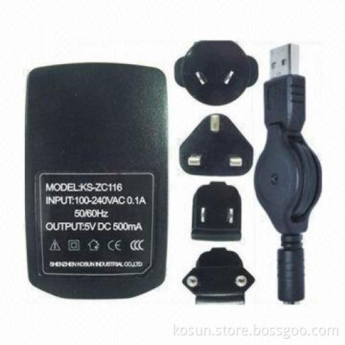 5V/1A Standard Battery Charger, Measures 75.0 x 45.05 x 38.0mm